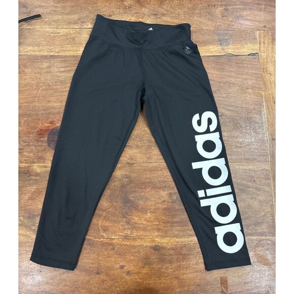 adidas Pants - Adidas Climalite Capri Womens Leggings Black/White Logo S Stretch Activewear